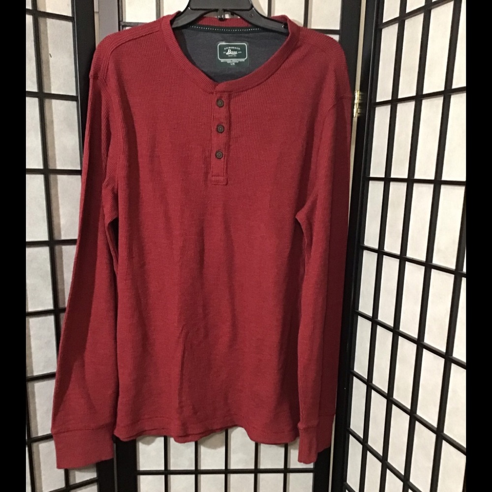 NWOT G.H.BASS Solid Waffle 3 Button Thermal Shirt